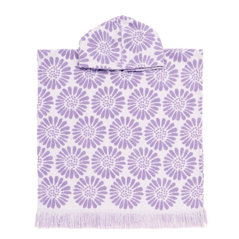 HiLo Cotton Hooded Towel Poncho for Kids 3-7 Years Bambury - Daisy Lilac