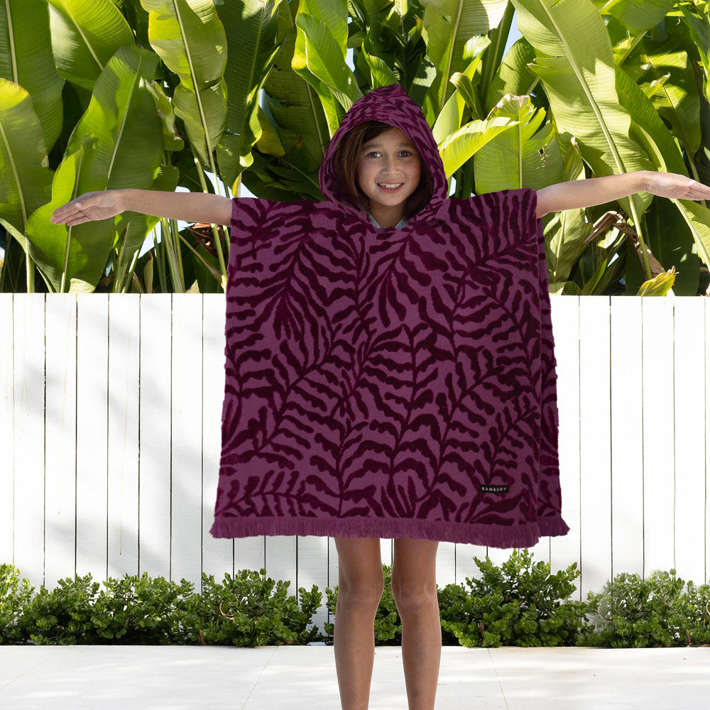 HiLo Kids Poncho Nori - Berry - BAMBURY