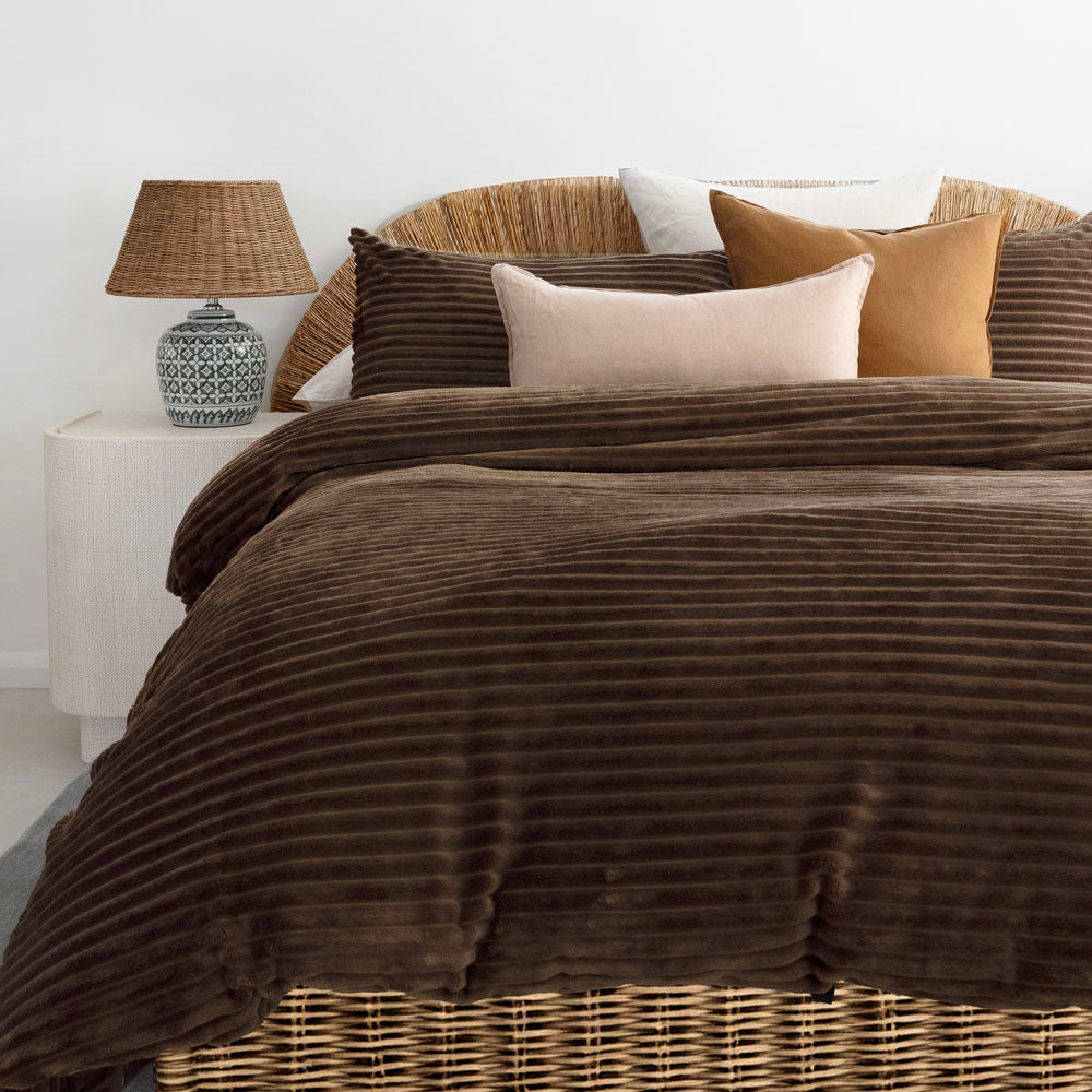 Channel Duvet / Quilt Cover Set Chocolate King - Bambury