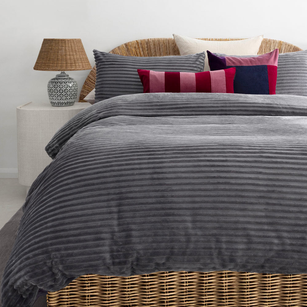 Channel Duvet / Quilt Cover Set Steel King - Bambury