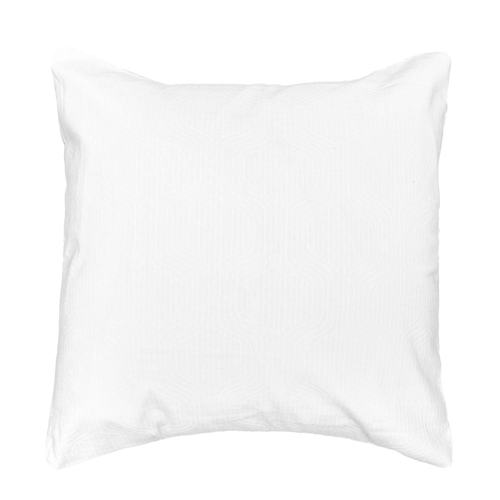 Ogee Jacquard White European Pillowcase - Bambury