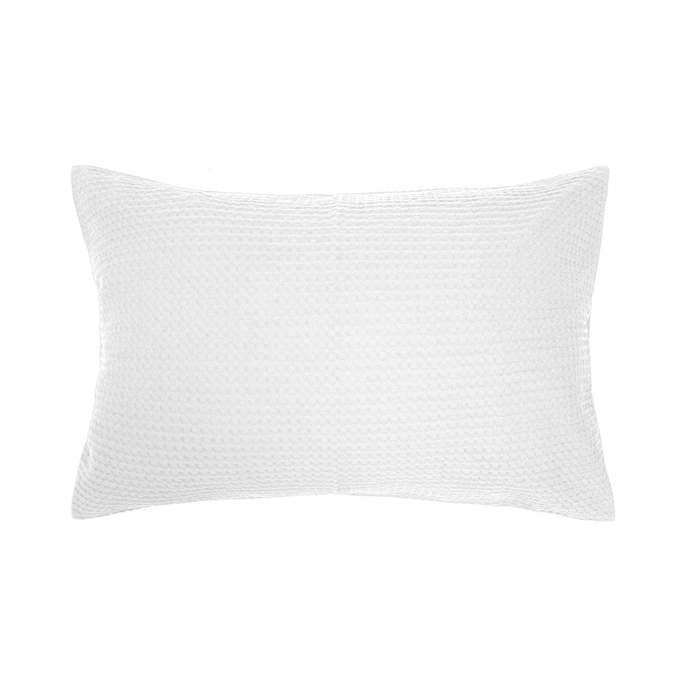 Melville Quilt/Duvet Cover Set in white, featuring soft cotton waffle fabric, a classic design, and two pillowcases.