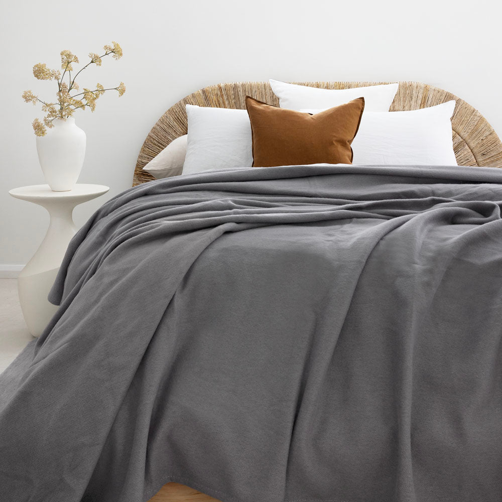 Carson Wool Bamboo Blanket Slate Double/Queen - Bambury