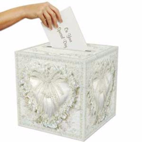 Elegant foldable wedding card box, 30cm x 30cm, perfect for collecting guest well-wishes and enhancing decor.
