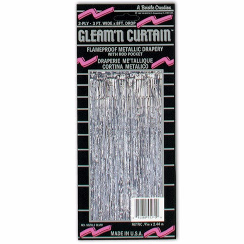 Metallic Fringe Curtain Silver