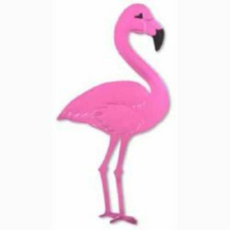 Vibrant 55cm flamingo cutout foil for tropical parties, printed on both sides, perfect for festive decor.