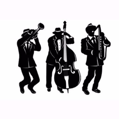 Pack of 3 Silhouettes Jazz Trio cardboard cutouts, 46cm tall, featuring elegant jazz-themed designs printed on both sides.
