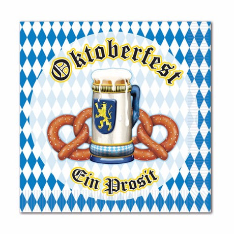Vibrant Oktoberfest napkins pack of 16, 2-ply, perfect for festive gatherings and serving drinks and snacks.