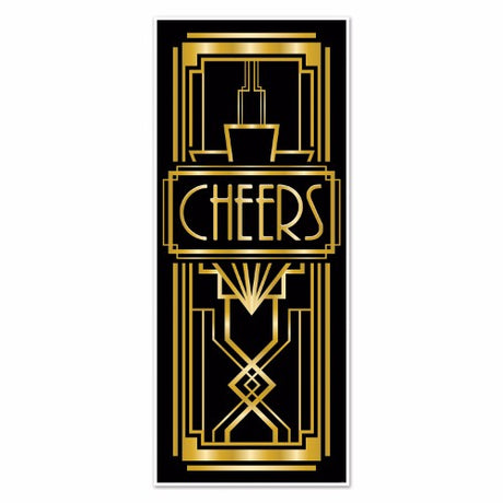 Vibrant 1920's themed door cover, 76cm x 1.83m, perfect for parties and celebrations, by BEISTLE.