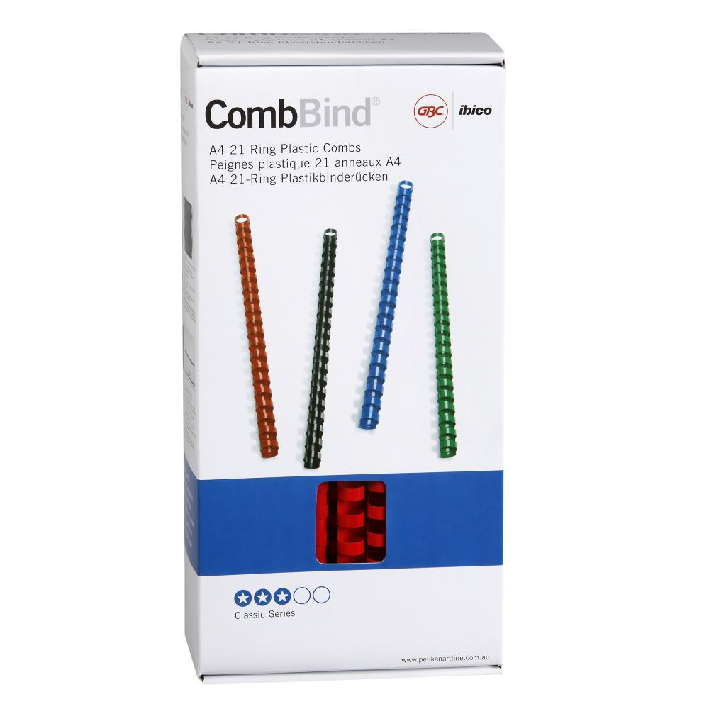 GBC 12mm red binding combs in pack of 100, ideal for binding up to 120 pages, compatible with all binding machines.