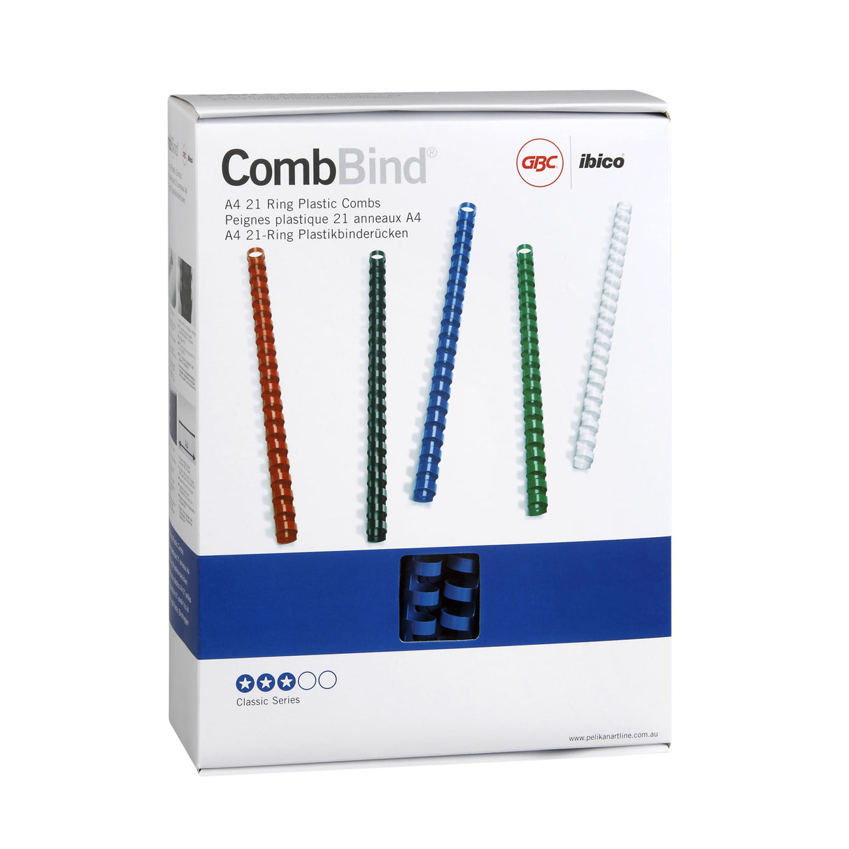 GBC Binding Comb 16mm Blue pack of 100, perfect for creating professional, bound documents with reusable flexibility.