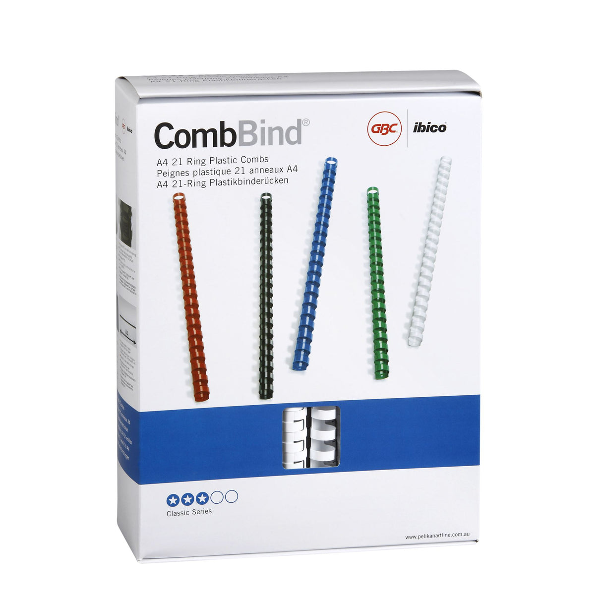 GBC Binding Comb 16mm White pack of 100 for professional document binding, holds up to 130 sheets, compatible with all binding machines.