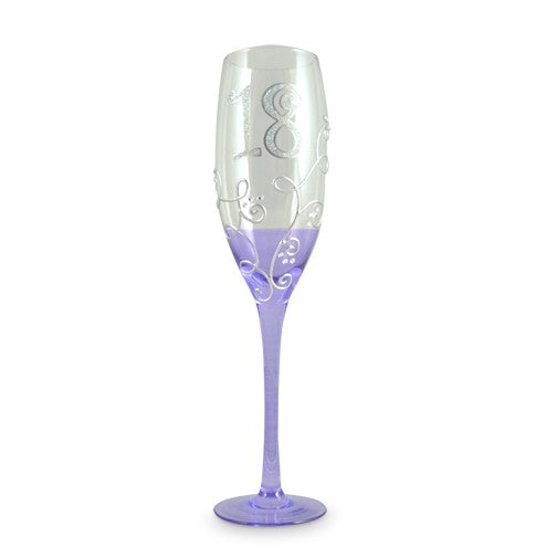 18th Birthday Champagne Glass - Vine Purple