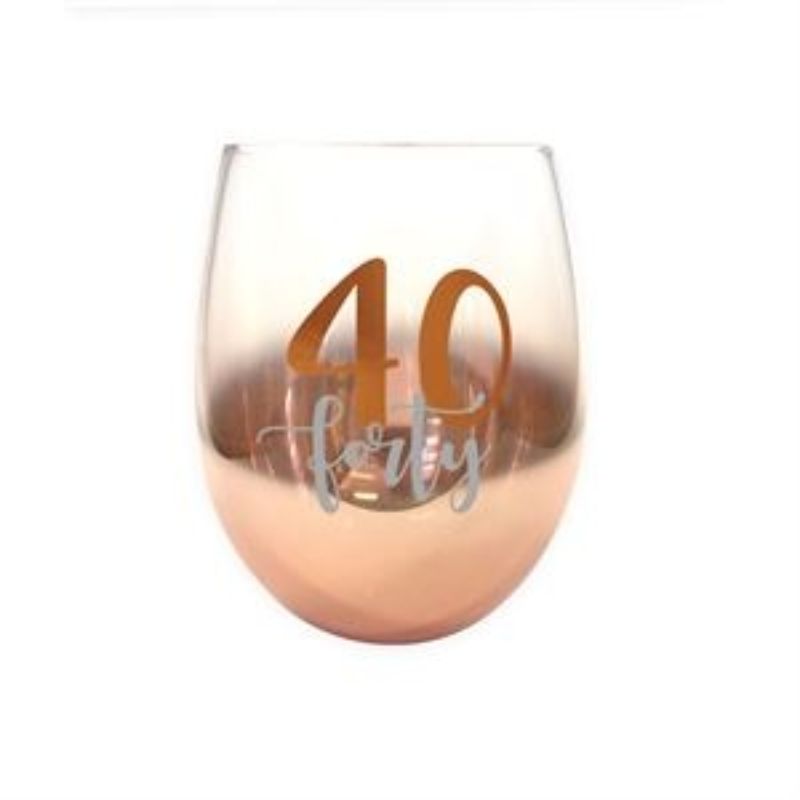 40th Ombre Stemless Wine Glass