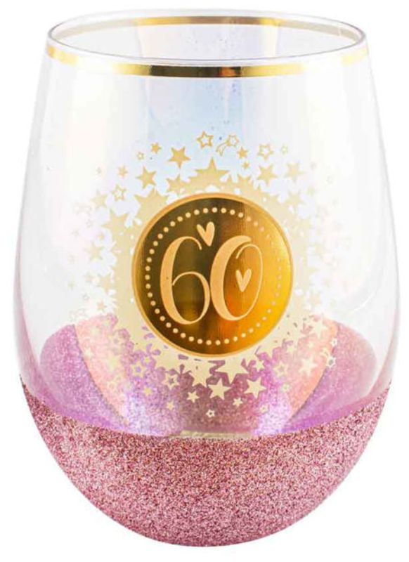 60th Glitterati Stemless 600ml