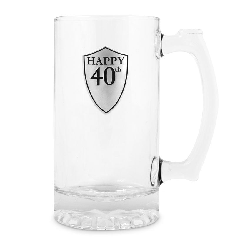Beer Mug - 40th Birthday with Pewter Badge