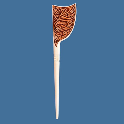 Bone M?ori Hair Pin with K?whaiwhai Carving (15.1 x 3.1cm)
