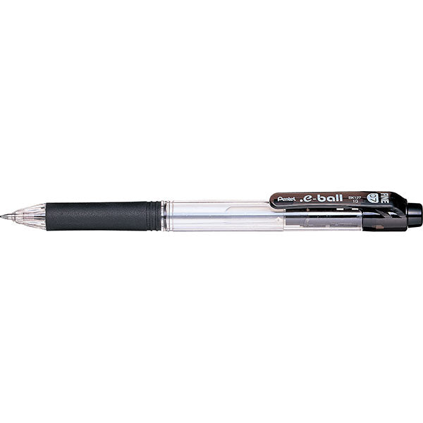 Pack of 12 black Bk127 ballpoint pens, 0.7mm tip, retractable, refillable, made from 78% recycled materials.