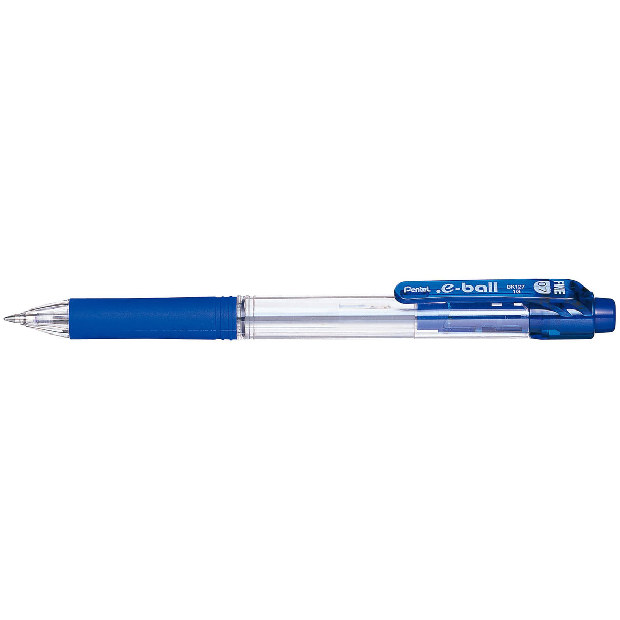 Pentel BK127 blue ballpoint pen with 0.7mm tip, refillable, eco-friendly, and designed for comfort during long writing sessions.