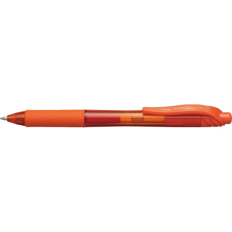 Set of 12 retractable orange Pentel Energel-X gel roller pens with smooth, fast-drying ink and comfortable grip.