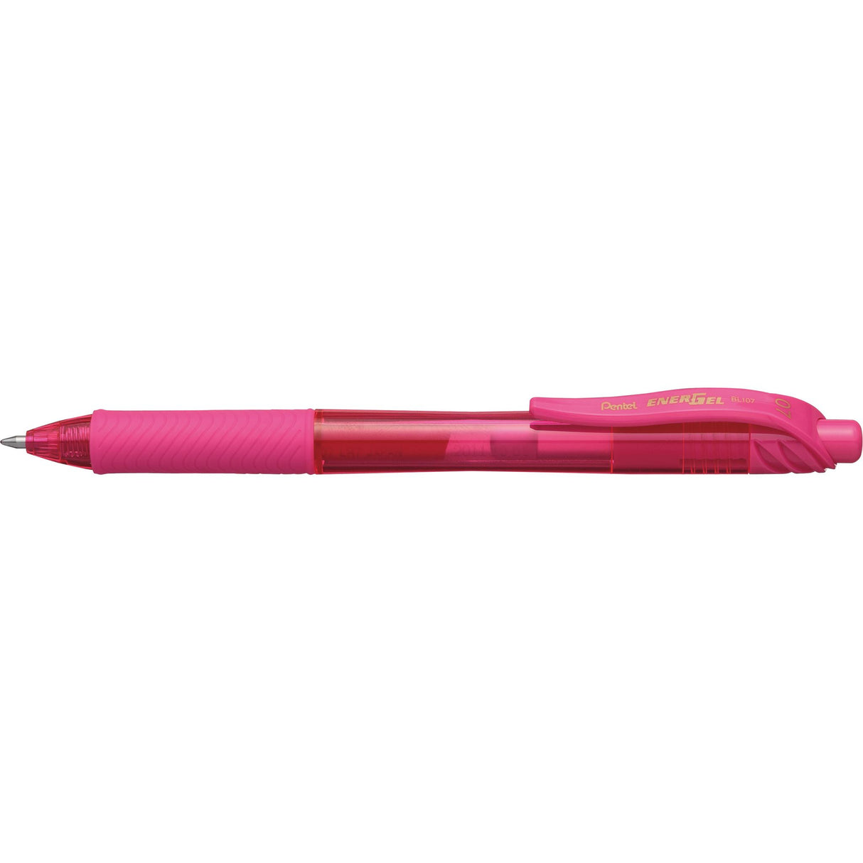 PENTEL Energel-X gel roller pen in vibrant pink, retractable, 0.7mm tip, ergonomic grip, refillable, pack of 12 units.