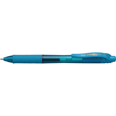 PENTEL EnerGel-X Gel Roller Pen in Sky Blue, 0.7mm tip, pack of 12, features smooth ink and comfortable grip.
