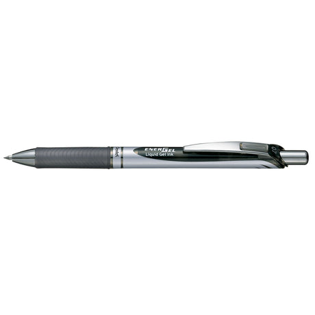PENTEL EnerGel retractable gel roller pens in black, 0.7mm tips, 12-pack with smooth ink, rubber grip, eco-friendly design.