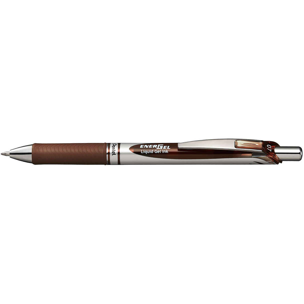 Pack of 12 PENTEL ENERGEL BL77 brown gel pens featuring smooth, quick-drying ink and a comfortable grip for effortless writing.