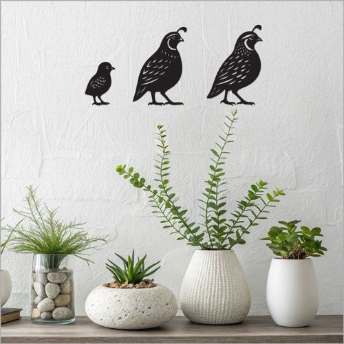 Black Acrylic: Quail Set Acrylic Art