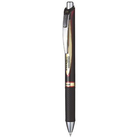 Pentel Energel Retractable Ballpoint Pen pack of 12, features quick-drying red gel ink, 0.5mm nib, and eco-friendly design.
