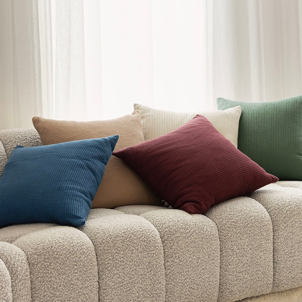 Milo Waffle Square Cushion Stone - Bambury