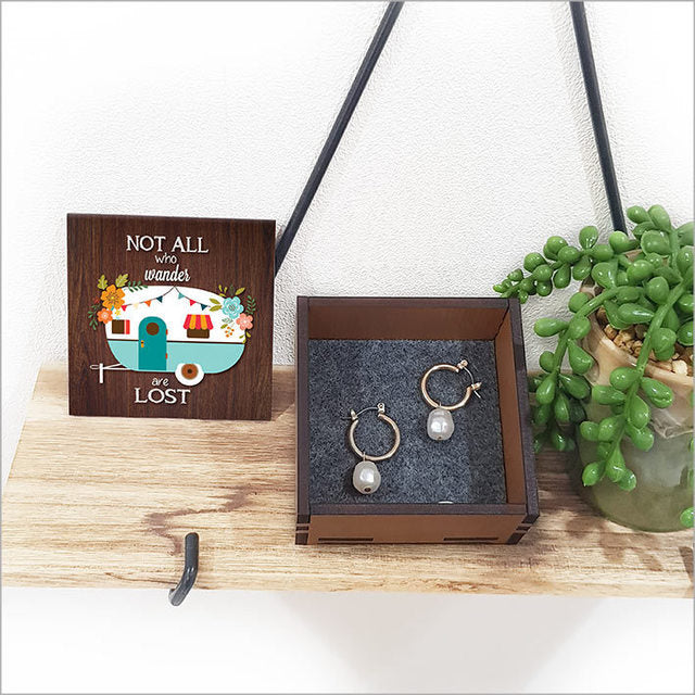 Elegant small square trinket box made of NZ Rimu and Pine veneer, perfect for organizing jewelry and keepsakes.