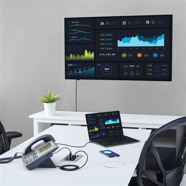4K Conference Table Connectivity Box - HDMI, VGA, DisplayPort, USB Ports & Ethernet
