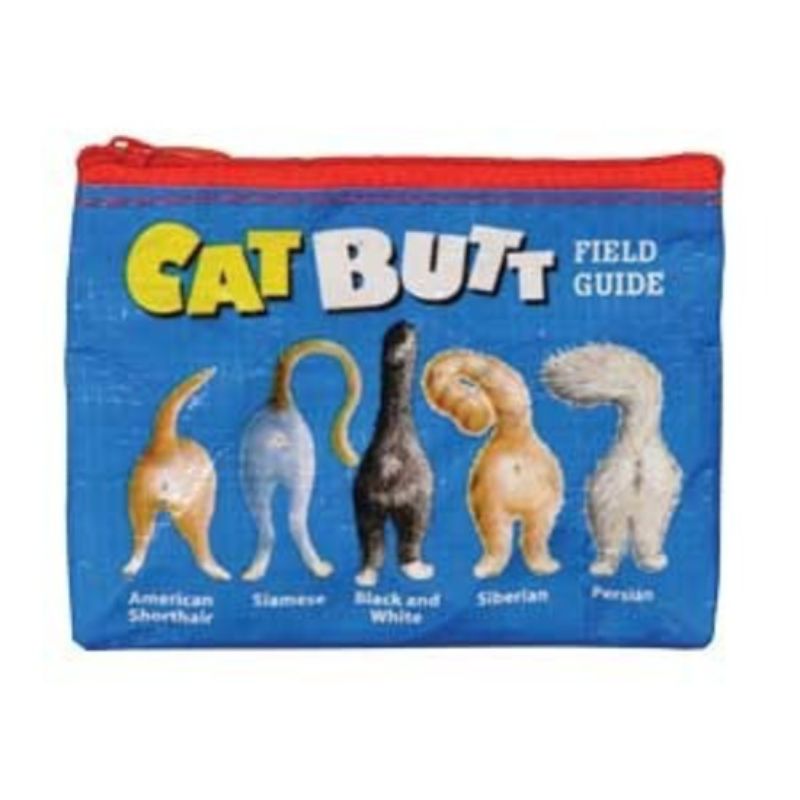 Cute Catt Butt Coin Purse made from 95% recycled materials, measuring 4" x 3", perfect for coins and small essentials.