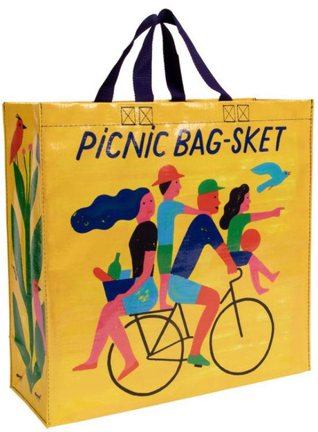 Eco-friendly Blue Q picnic bag, spacious and stylish, made from 95% recycled materials, perfect for outdoor adventures.