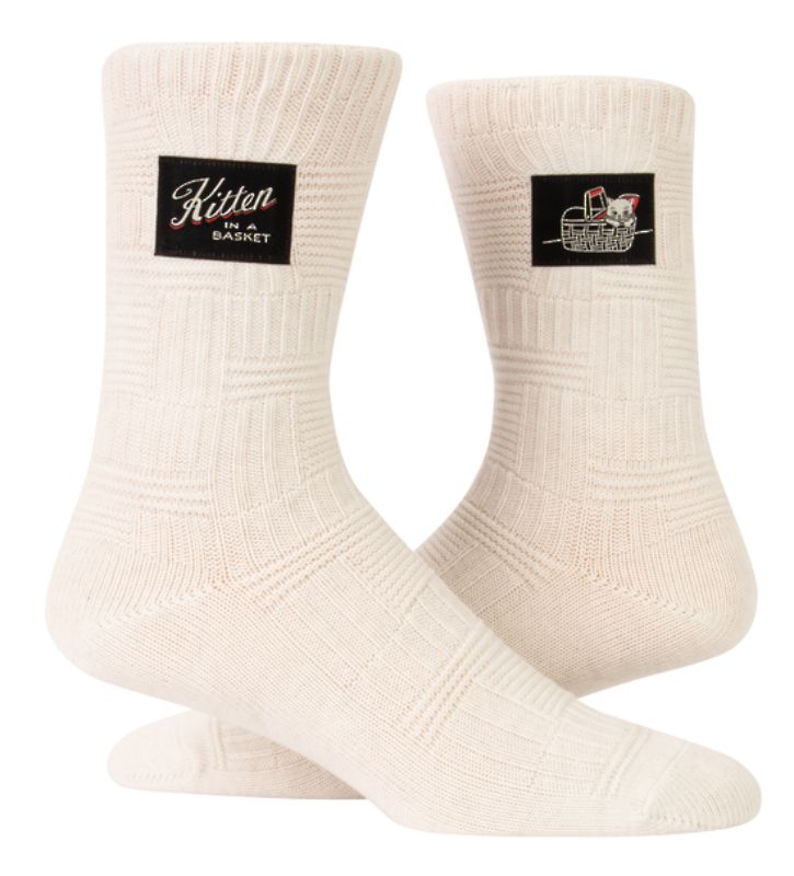 Blue Q Tag Socks - Kitten In A Basket Large/Extra-Large