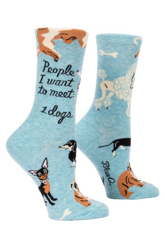 Whimsical Blue Q Socks for dog lovers, featuring playful prints celebrating the bond with furry friends.