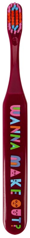 Blue Q Wanna Make Out toothbrush with soft bristles and a comfy grip, perfect for stylish and fun oral hygiene.