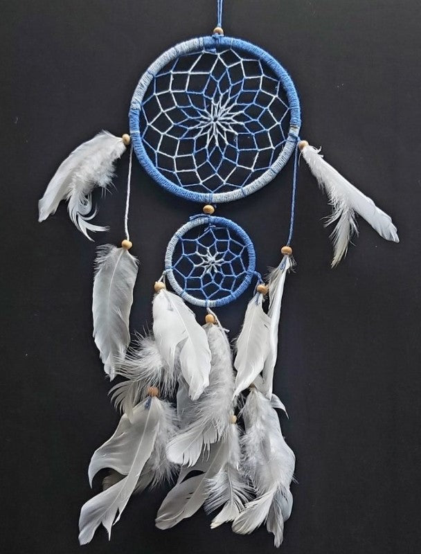 Dreamcatcher - Blue with White Feathers 12cm (Set of 2)