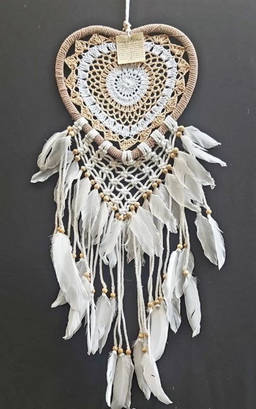 Dreamcatcher - White Crochet Heart (23cm)