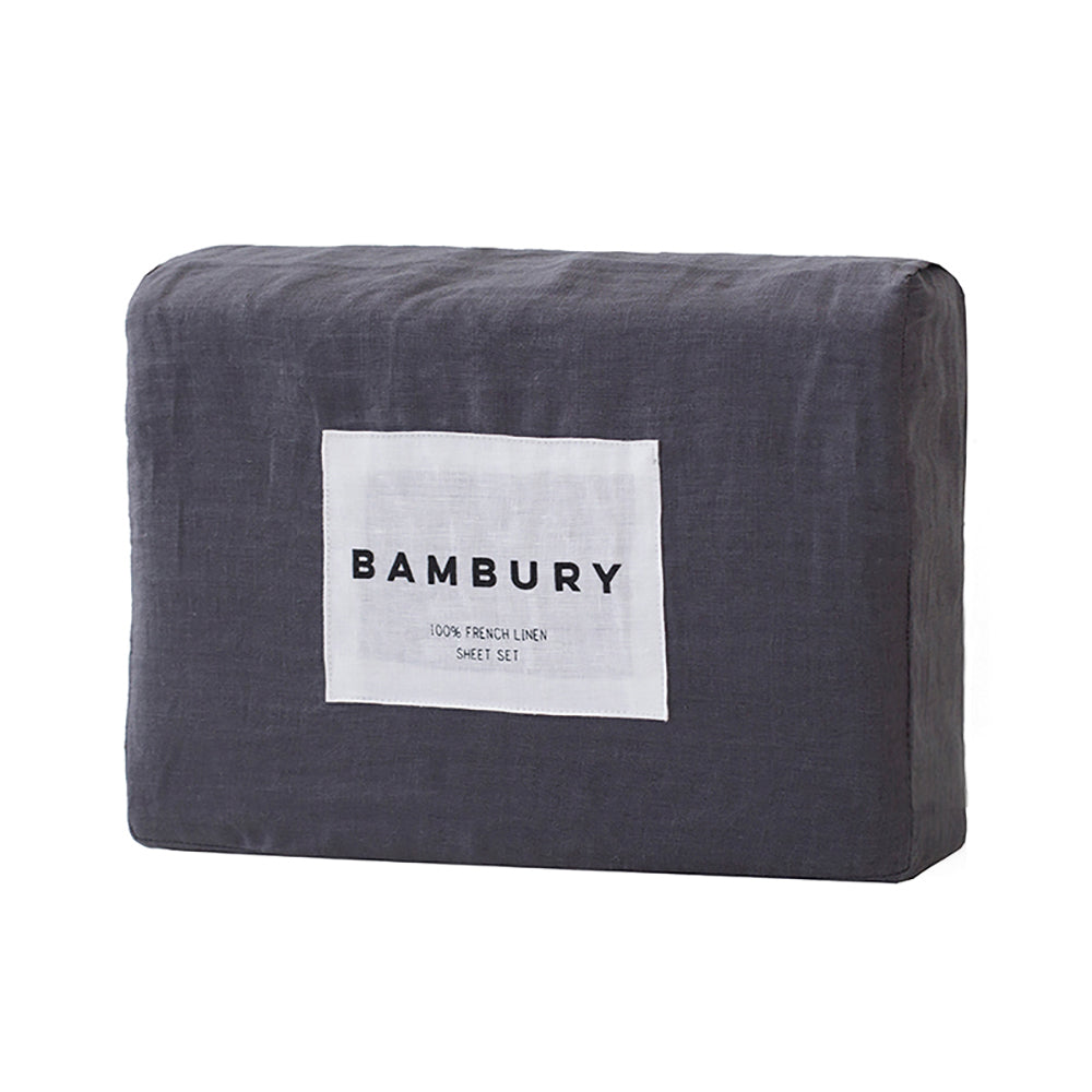 Queen Linen Sheet Set Charcoal- Bambury