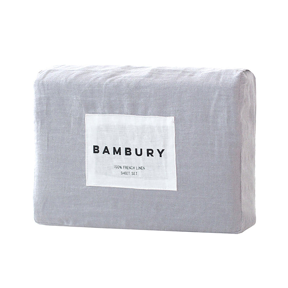 Queen Linen Sheet Set Silver- Bambury