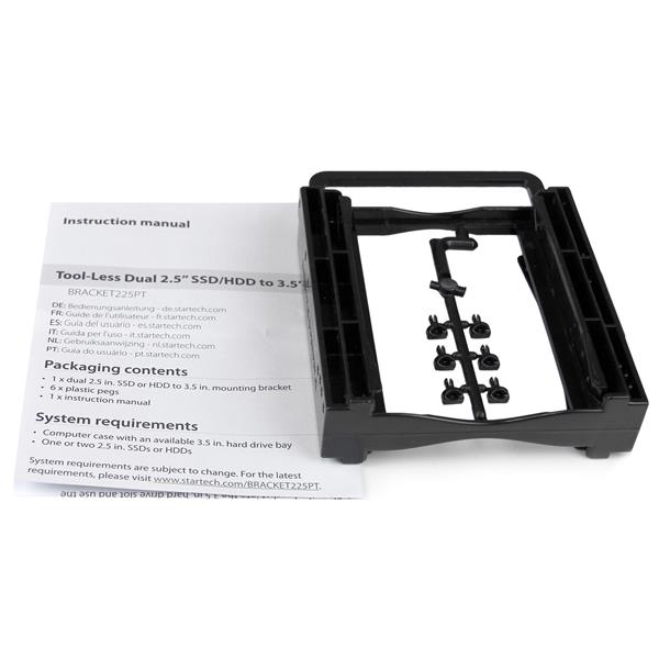 Dual 2.5" SSD/HDD Mounting Bracket for 3.5" Drive Bays - No Tools Required, Easy Install