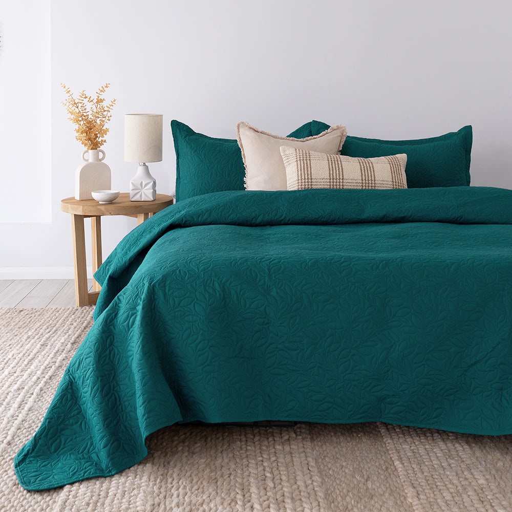 Queen / King Botanica Coverlet Set Teal- Bambury