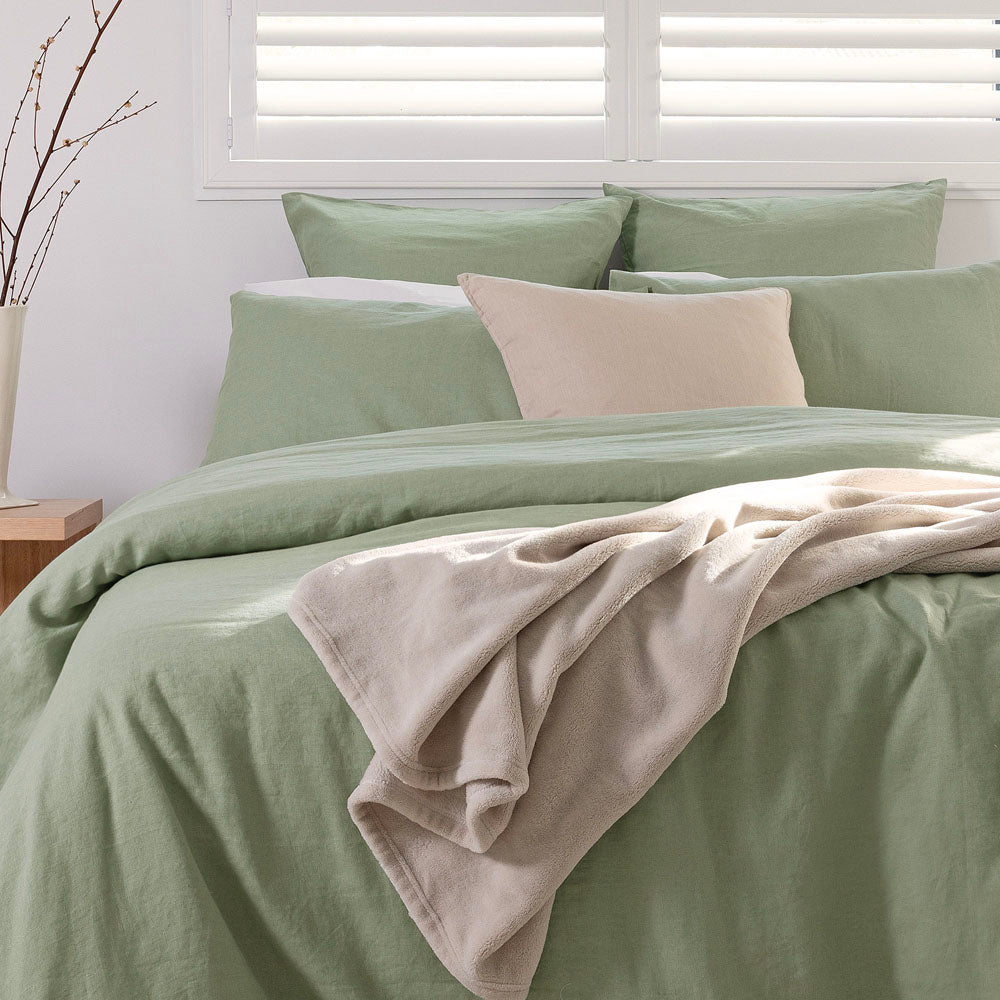 Linen Euro Pillowcase Sage - BAMBURY
