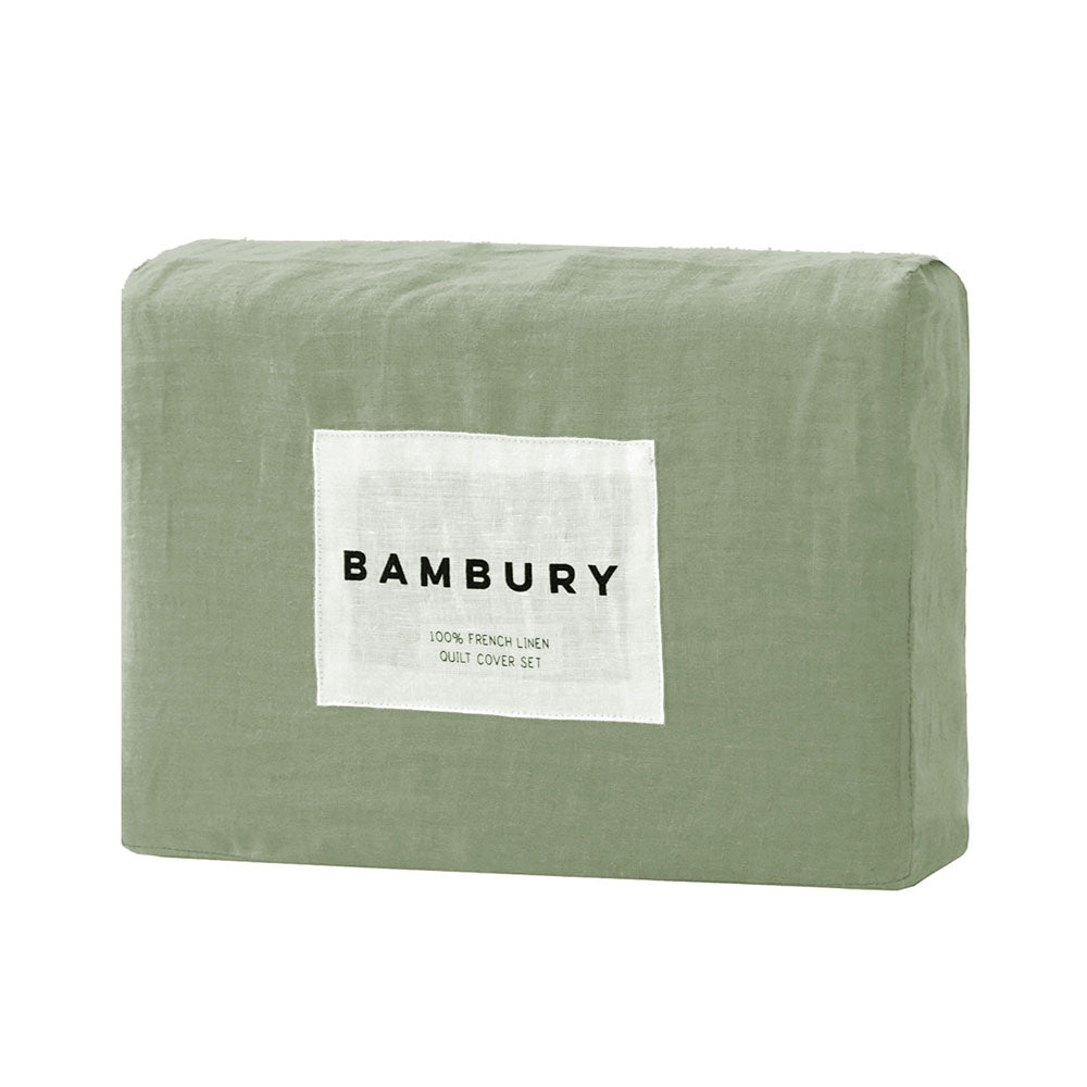 Queen Bed Linen Quilt / Duvet Cover Set Sage - BAMBURY