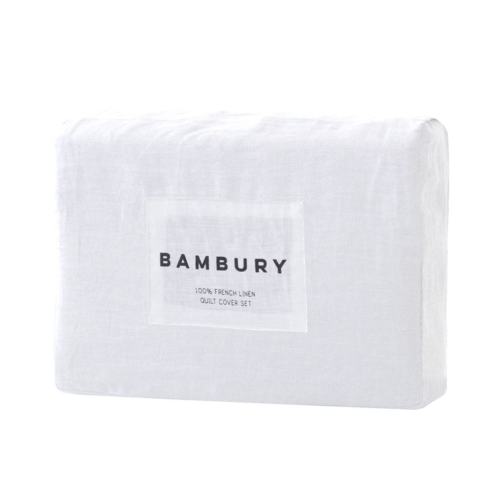 Double Bed Linen Quilt / Duvet Cover Set White - BAMBURY