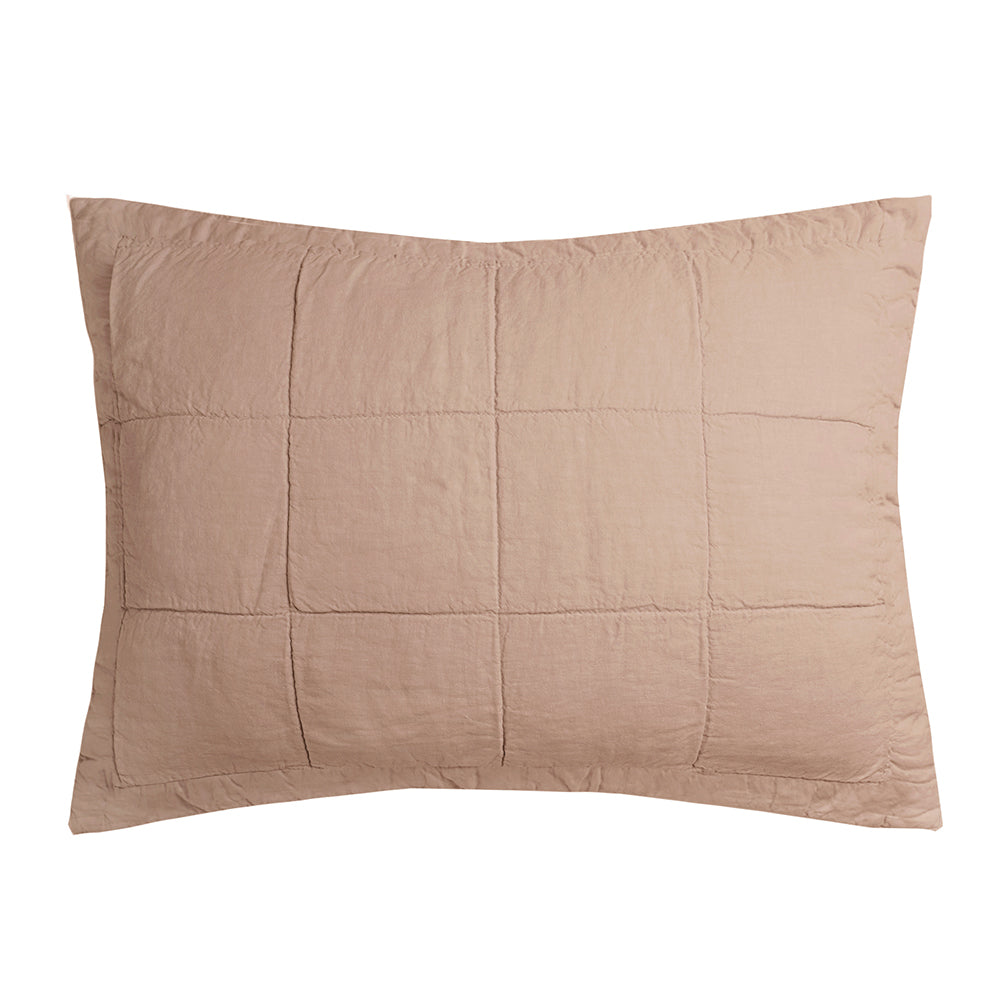 Linen Quilted Pillow Sham Tea Rose- Bambury