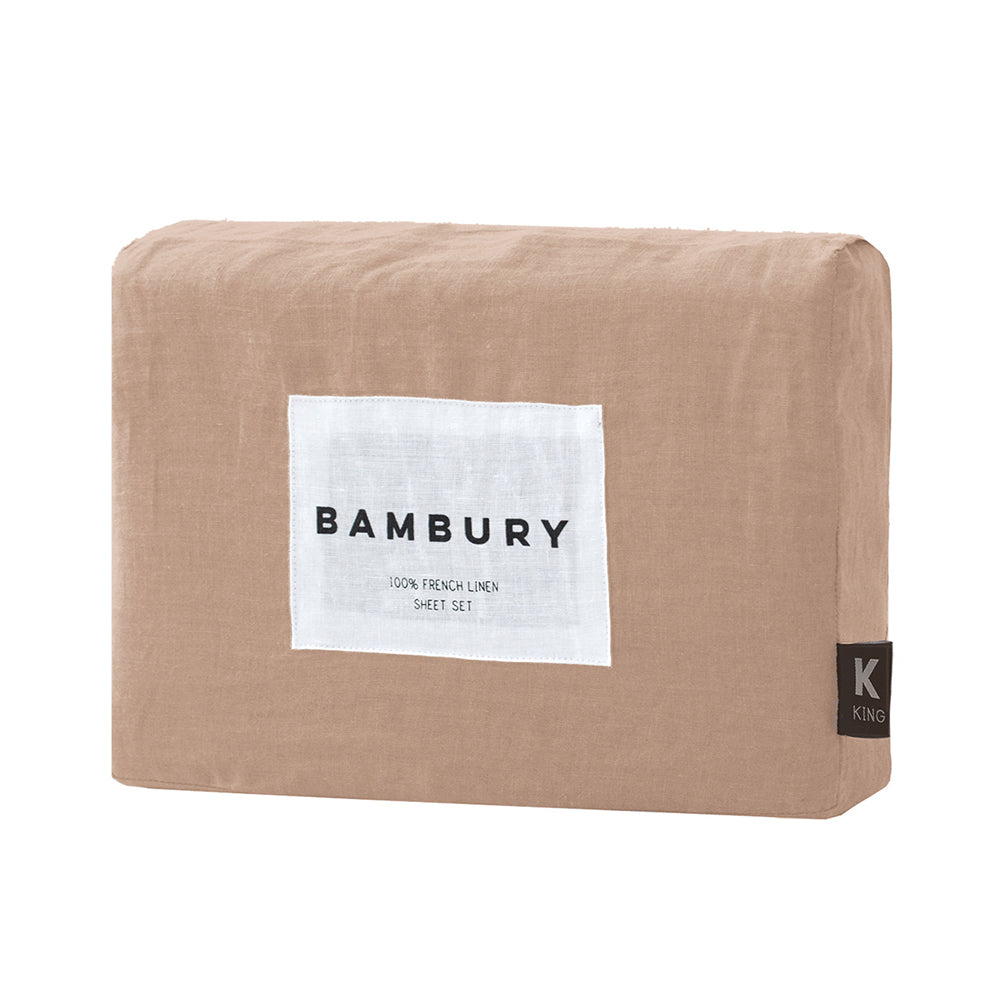 Queen Linen Sheet Set Tea Rose- Bambury