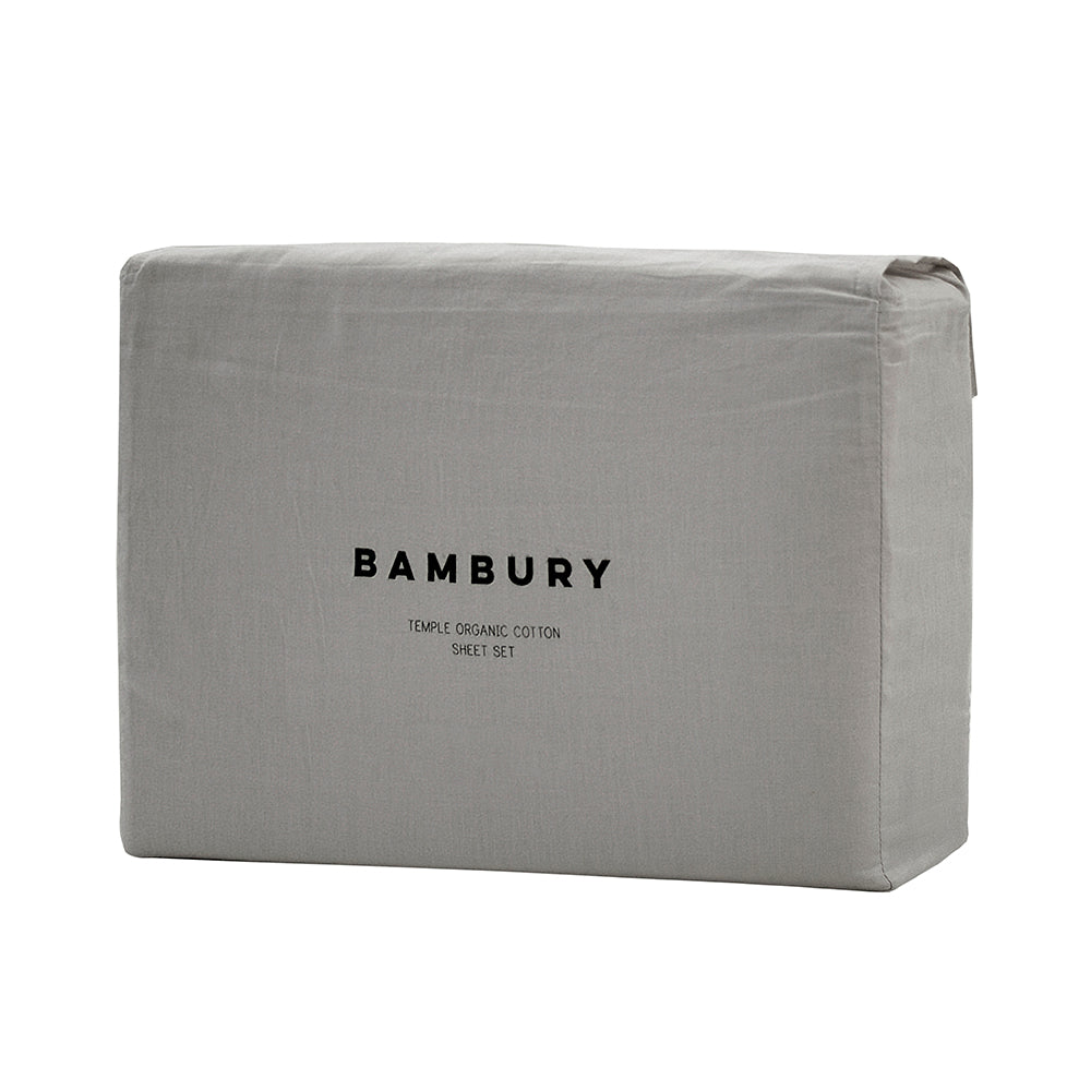 KIng Single Temple Organic Cotton Sheet Set Grey- Bambury